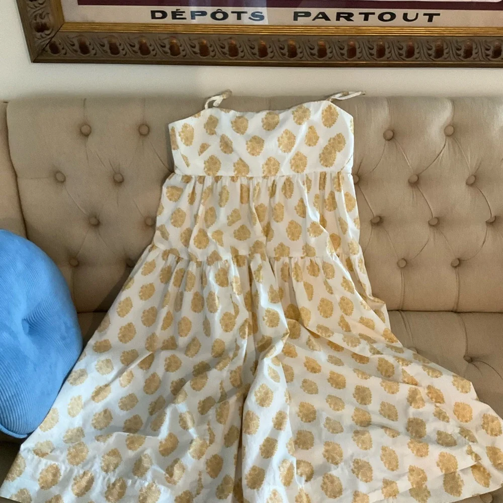 J. Crew White Maxi Dress with Yellow Print - Picture 2 of 4